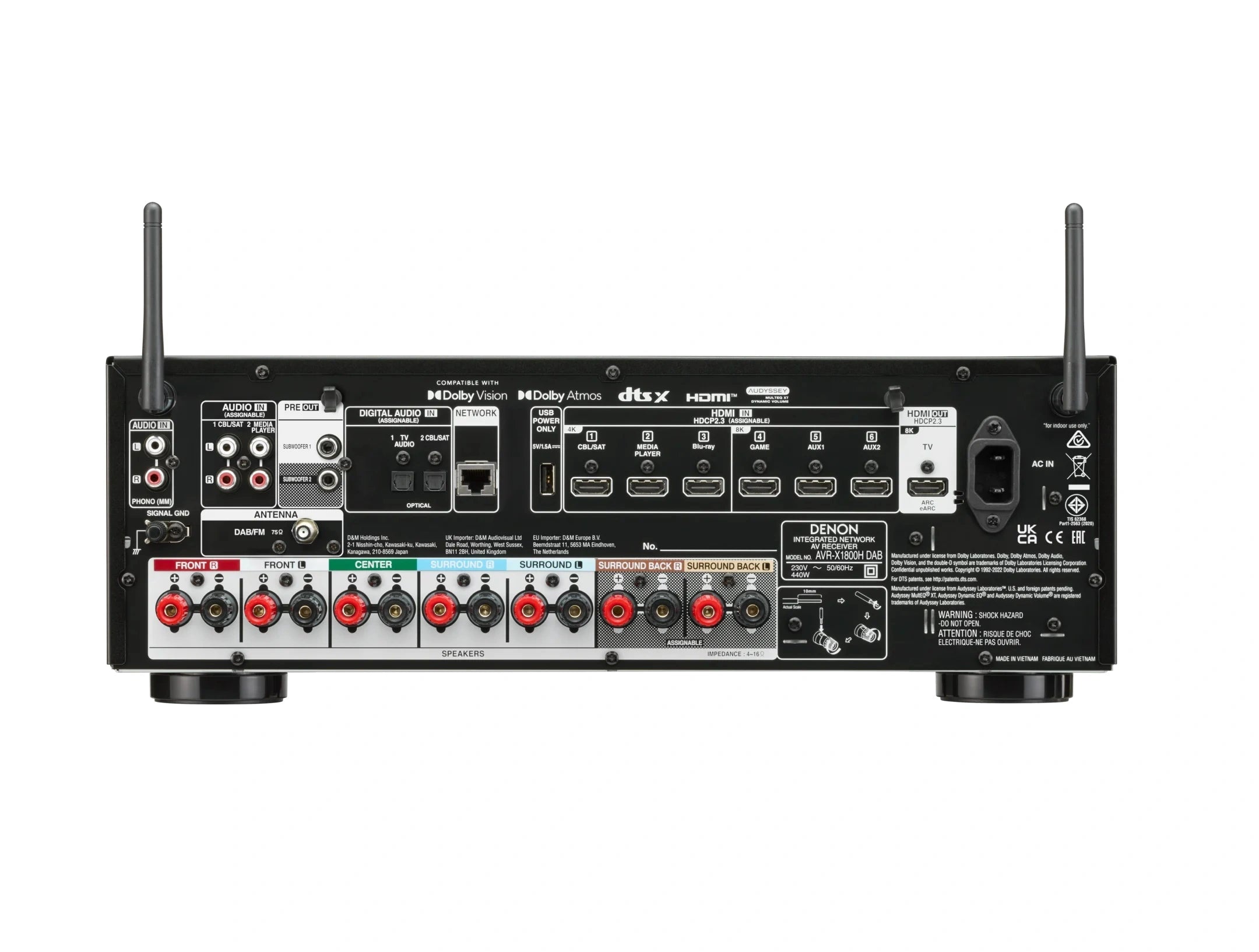 AVR-X1800H DAB 7.2 Ch. 80W 8K AV Receiver Powered by HEOS™ and DAB+