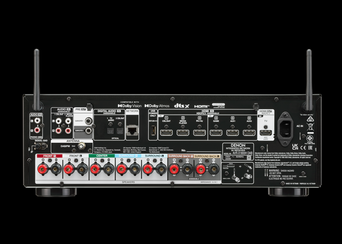 AVR-X1800H DAB 7.2 Ch. 80W 8K AV Receiver Powered by HEOS™ and DAB+