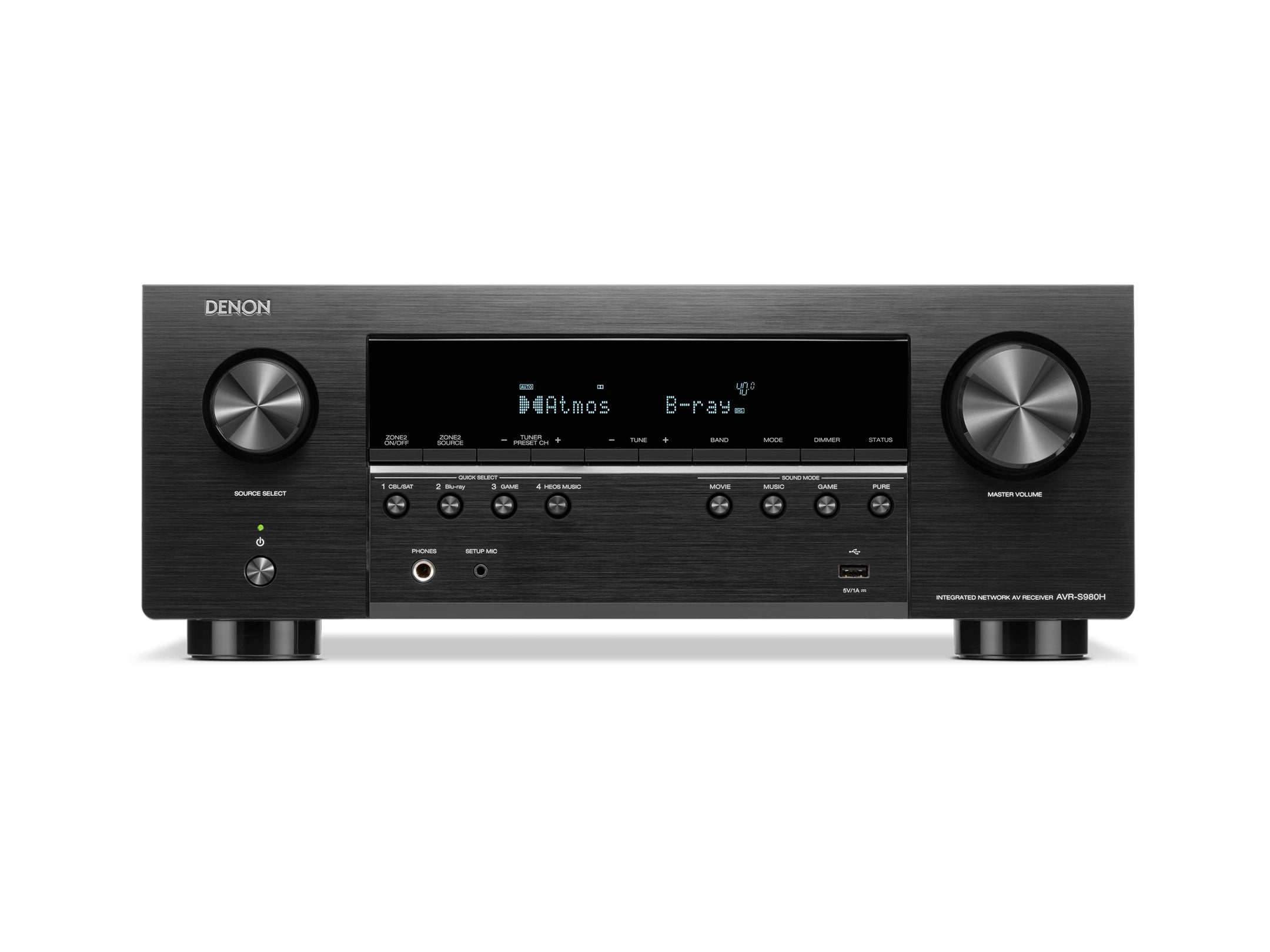 AVR-S980H 7.2 Ch. 90W 4K/8K Dolby Atmos AV Receiver Powered by HEOS™