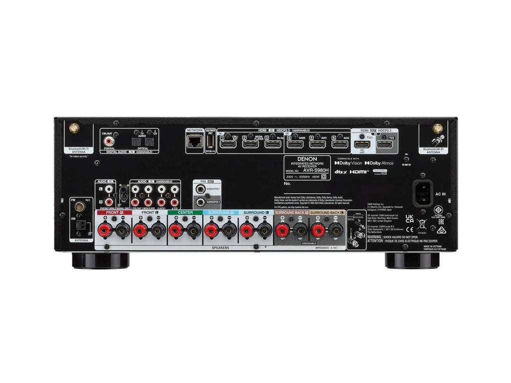 Denon AVR-S980H 7.2 Ch. 90W 4K/8K Dolby Atmos AV Receiver Powered by HEOS™