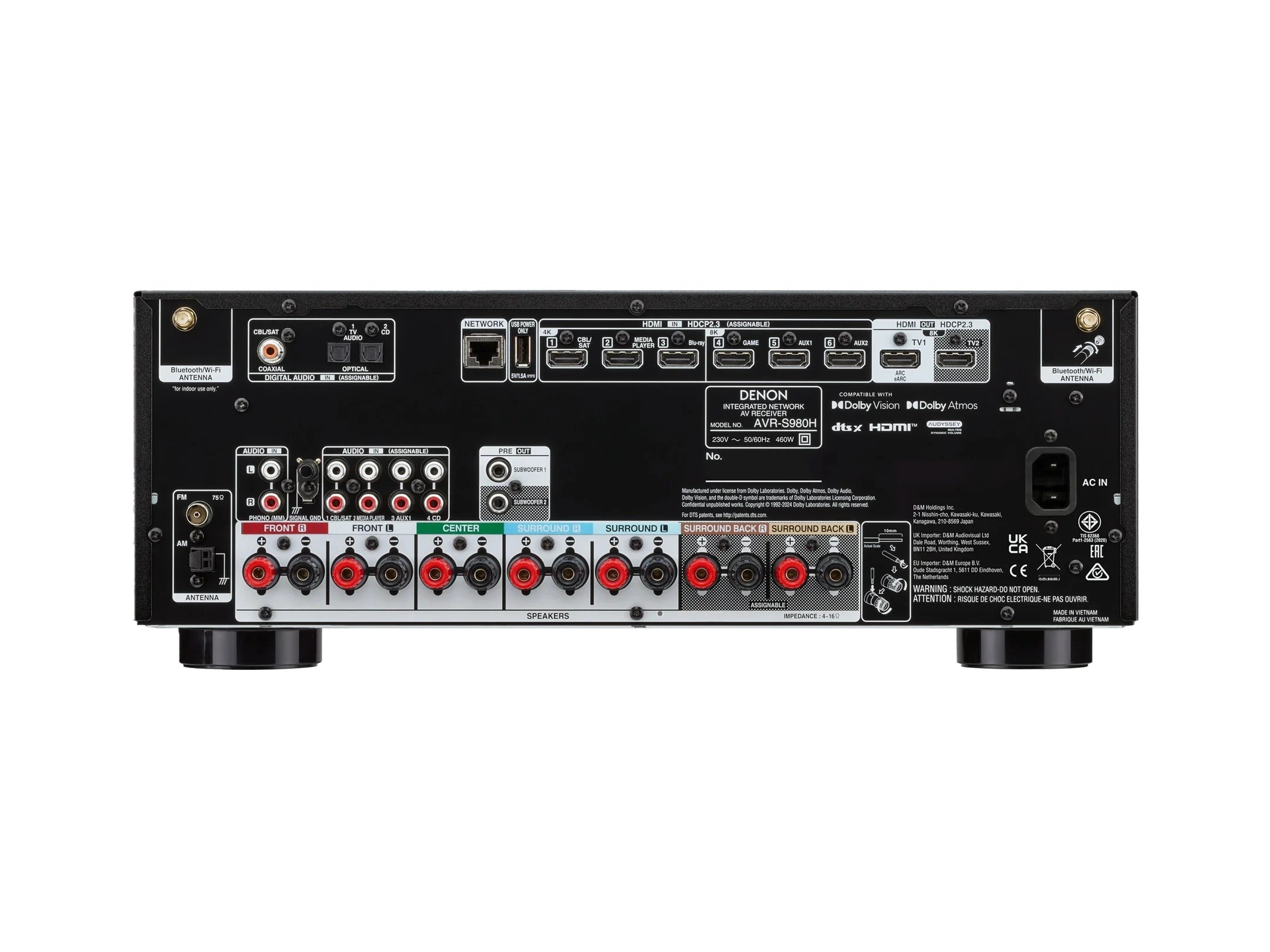 AVR-S980H 7.2 Ch. 90W 4K/8K Dolby Atmos AV Receiver Powered by HEOS™