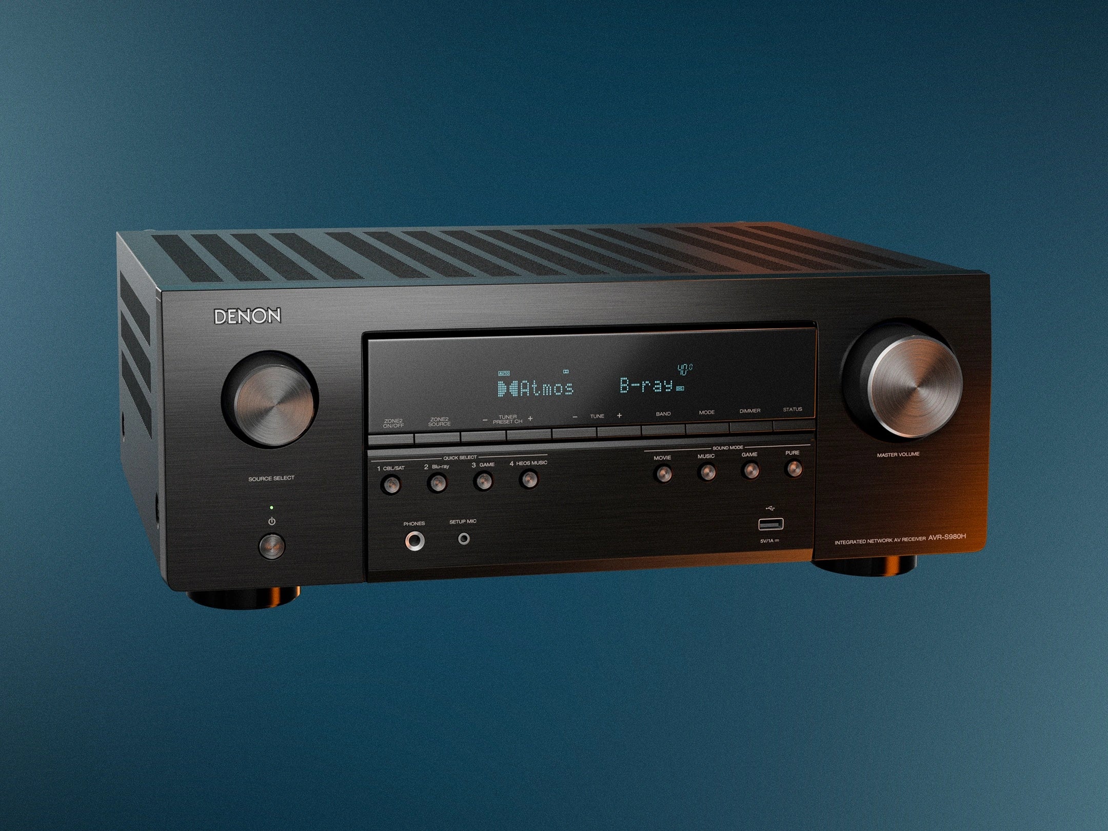 AVR-S980H 7.2 Ch. 90W 4K/8K Dolby Atmos AV Receiver Powered by HEOS™