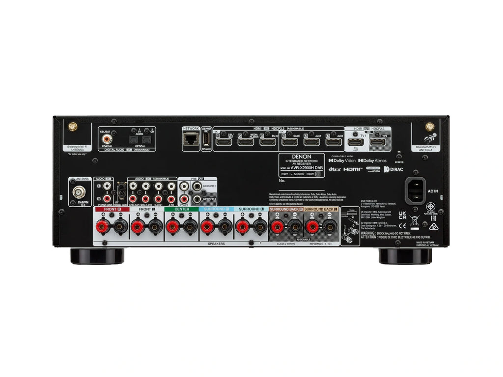 Denon AVR-X2900H DAB 7.2 Ch. 95W 4K/8K Dolby Atmos AV Receiver Powered by HEOS™
