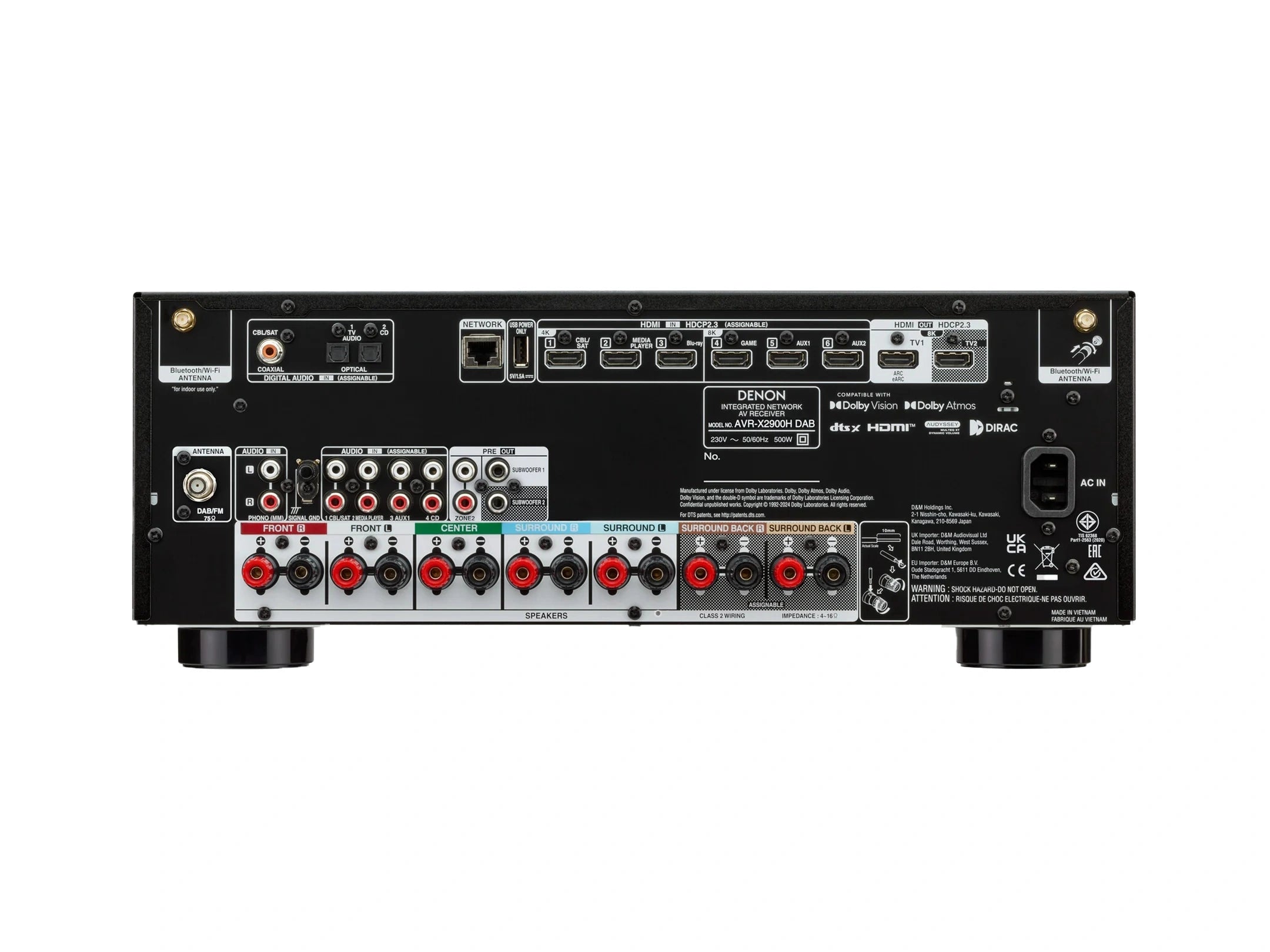 AVR-X2900H DAB 7.2 Ch. 95W 4K/8K Dolby Atmos AV Receiver Powered by HEOS™