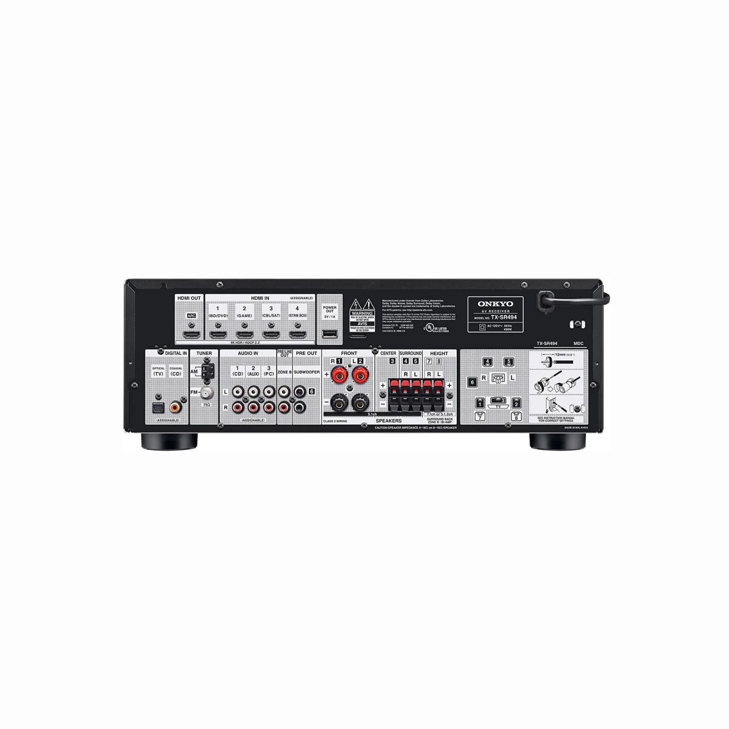 Onkyo TX-SR494 AV Receiver | 7.2 Channel | Dolby Atmos & DTS:X | 4K HDMI | Home Theatre Amplifier India