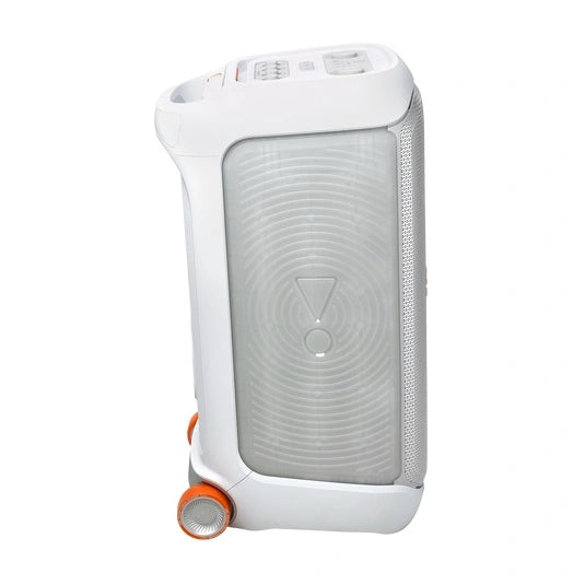 JBL PartyBox Stage 320 Portable party speaker with powerful JBL Pro Sound, an adaptive lightshow, splashproof, replaceable battery, telescopic handle and wheels