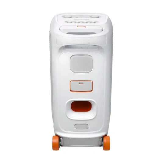 JBL PartyBox Stage 320 Portable party speaker with powerful JBL Pro Sound, an adaptive lightshow, splashproof, replaceable battery, telescopic handle and wheels