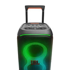 JBL PartyBox Stage 320 Portable party speaker with powerful JBL Pro Sound, an adaptive lightshow, splashproof, replaceable battery, telescopic handle and wheels