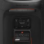 JBL PartyBox Stage 320 Portable party speaker with powerful JBL Pro Sound, an adaptive lightshow, splashproof, replaceable battery, telescopic handle and wheels