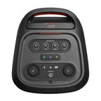 JBL PartyBox Stage 320 Portable party speaker with powerful JBL Pro Sound, an adaptive lightshow, splashproof, replaceable battery, telescopic handle and wheels