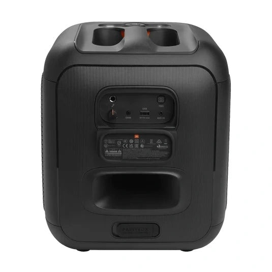 JBL Partybox Encore Essential Portable party speaker with powerful 100W sound, built-in dynamic light show, and splash proof design.