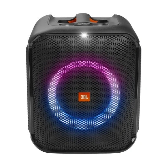 JBL Partybox Encore Essential Portable party speaker with powerful 100W sound, built-in dynamic light show, and splash proof design.