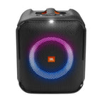 JBL Partybox Encore Essential Portable party speaker with powerful 100W sound, built-in dynamic light show, and splash proof design.