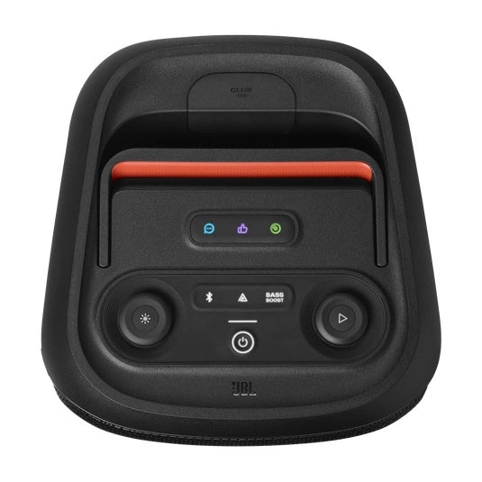 JBL PartyBox Club 120 Portable party speaker with powerful JBL Pro Sound, a thrilling lightshow, splashproof, foldable handle and replaceable battery