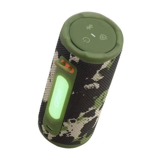 JBL Grip Compact portable Bluetooth speaker with bold JBL Pro Sound and ambient light.
