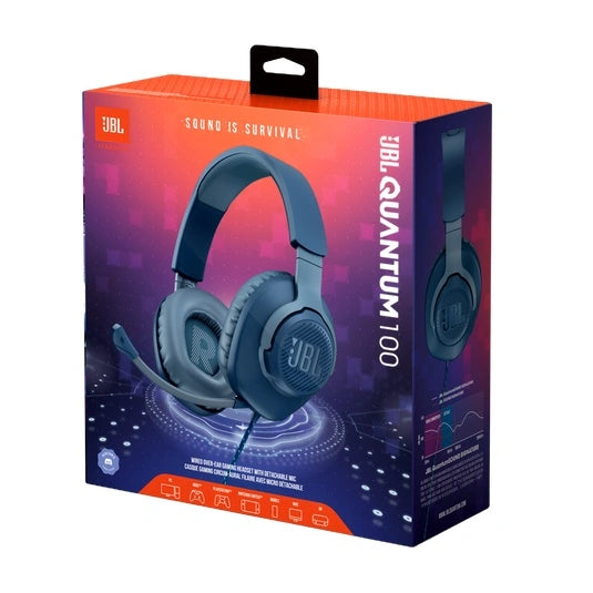 JBL Quantum 100 Wired over-ear gaming headset with flip-up mic