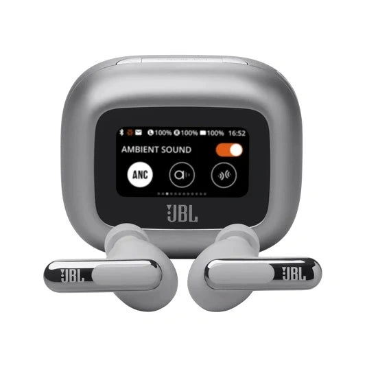 JBL Live Beam 3 True wireless noise-cancelling earbuds with stick-closed design and Smart Charging Case™