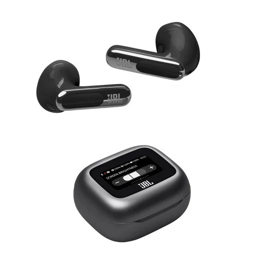 JBL Live Flex 3 True wireless noise-cancelling earbuds with open-stick design and Smart Charging Case™