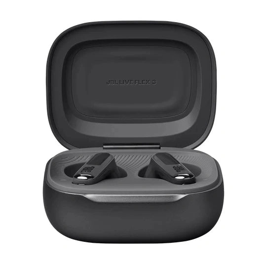 JBL Live Flex 3 True wireless noise-cancelling earbuds with open-stick design and Smart Charging Case™