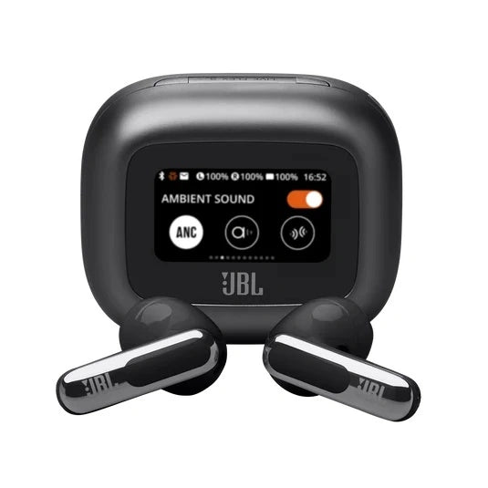 JBL Live Flex 3 True wireless noise-cancelling earbuds with open-stick design and Smart Charging Case™