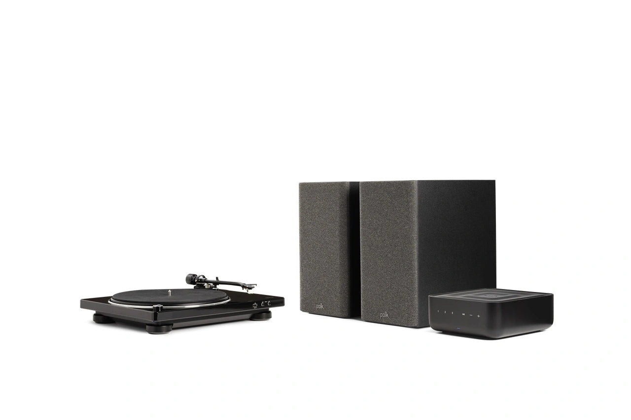 Polk Denon x Polk Ultimate Vinyl Bundle Denon DP-450USB turntable, Denon Home Amp, Polk Reserve R200 bookshelf speakers