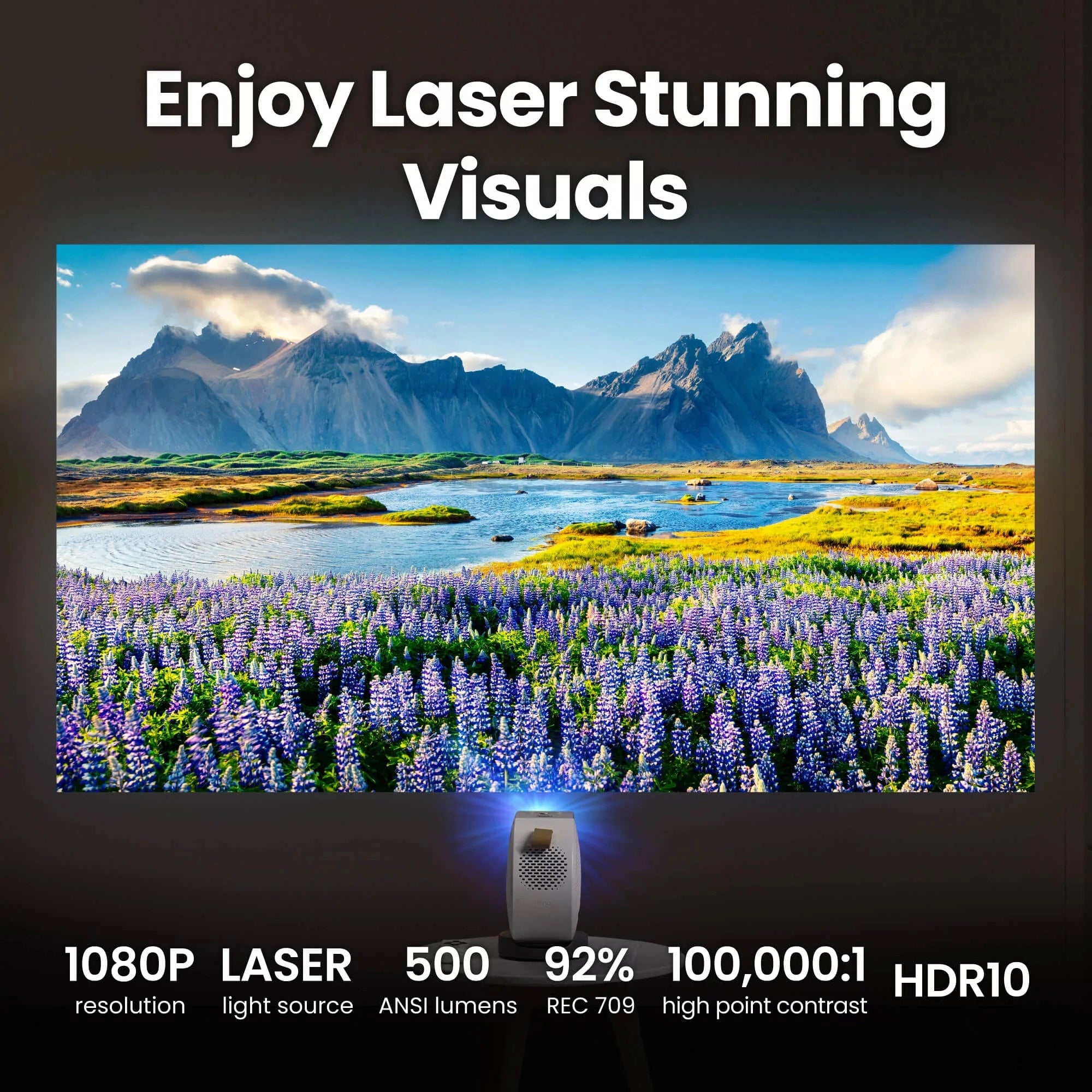 BenQ GV50 | 1080p 500lm Laser Portable Projector for Bedside Ceiling Projection with Google TV
