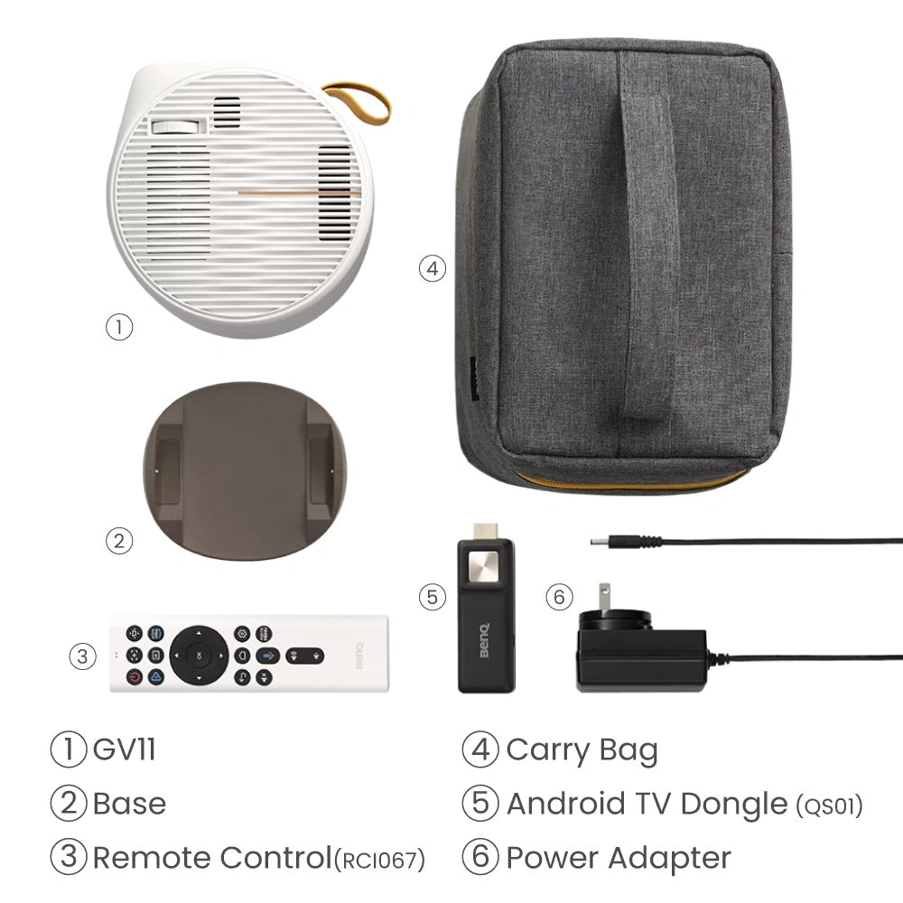 BenQ GV11 | Portable Smart Projector with Rotating Angle Projection, Android TV, Wireless Casting