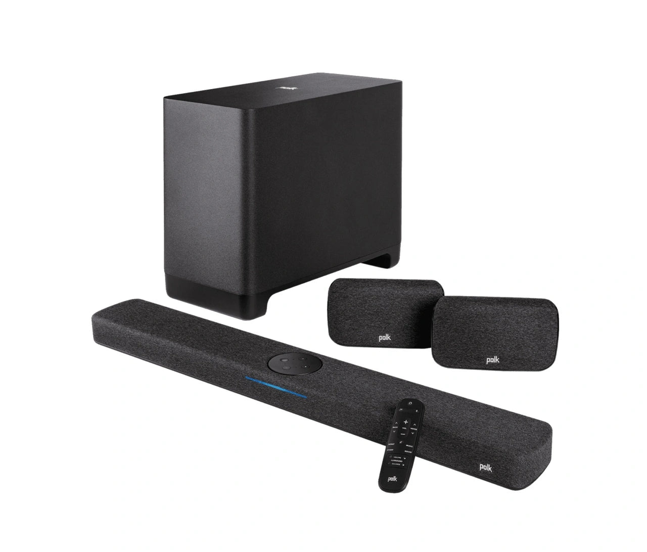 Polk React Surround System Home theater Sound Bar System with wireless Subwoofer and Alexa built-in