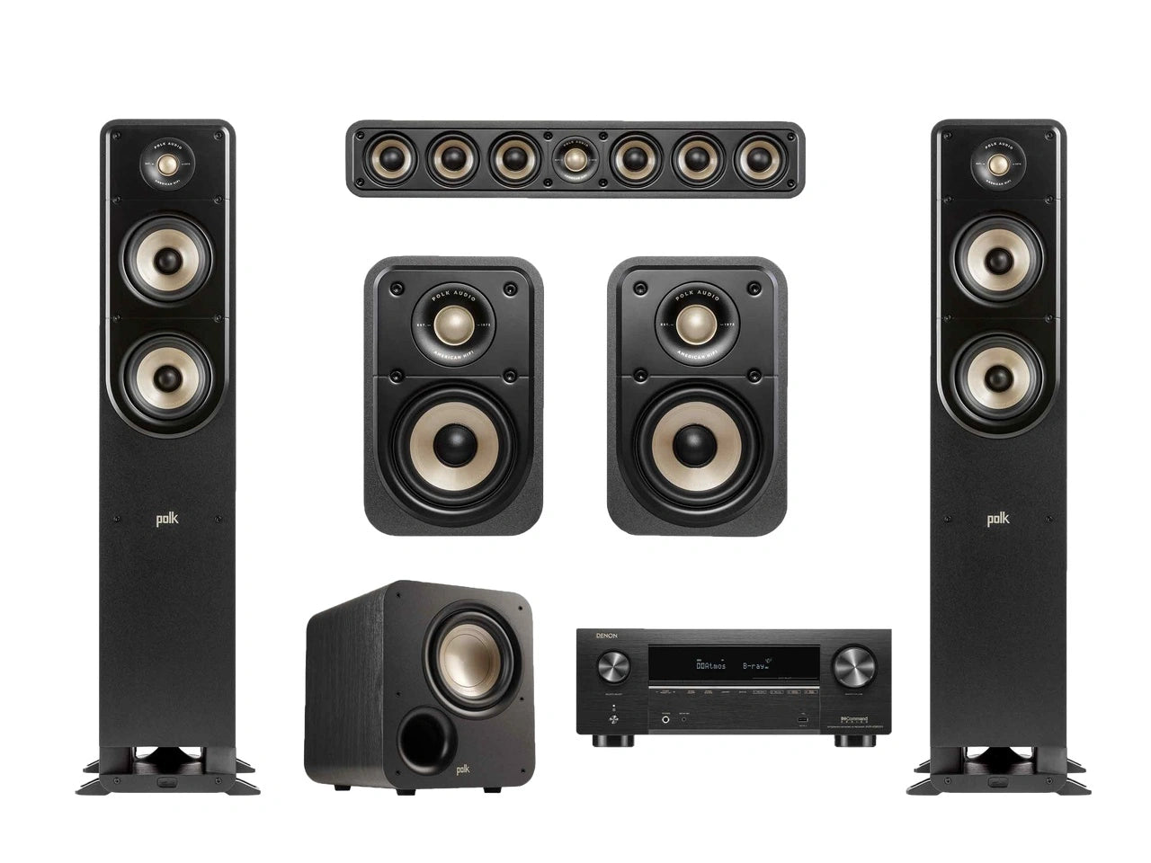 Polk Signature Elite 5.2-Channel System With AVR Home Theater System With Denon Avr-X3800H Receiver